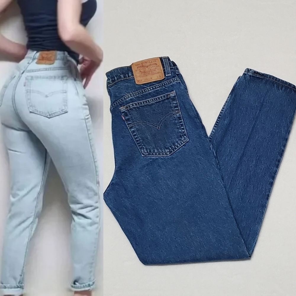 VINTAGE 90s Levi's 512 Dark Wash Slim Tapered Fit Tapered Leg High Rise Jeans